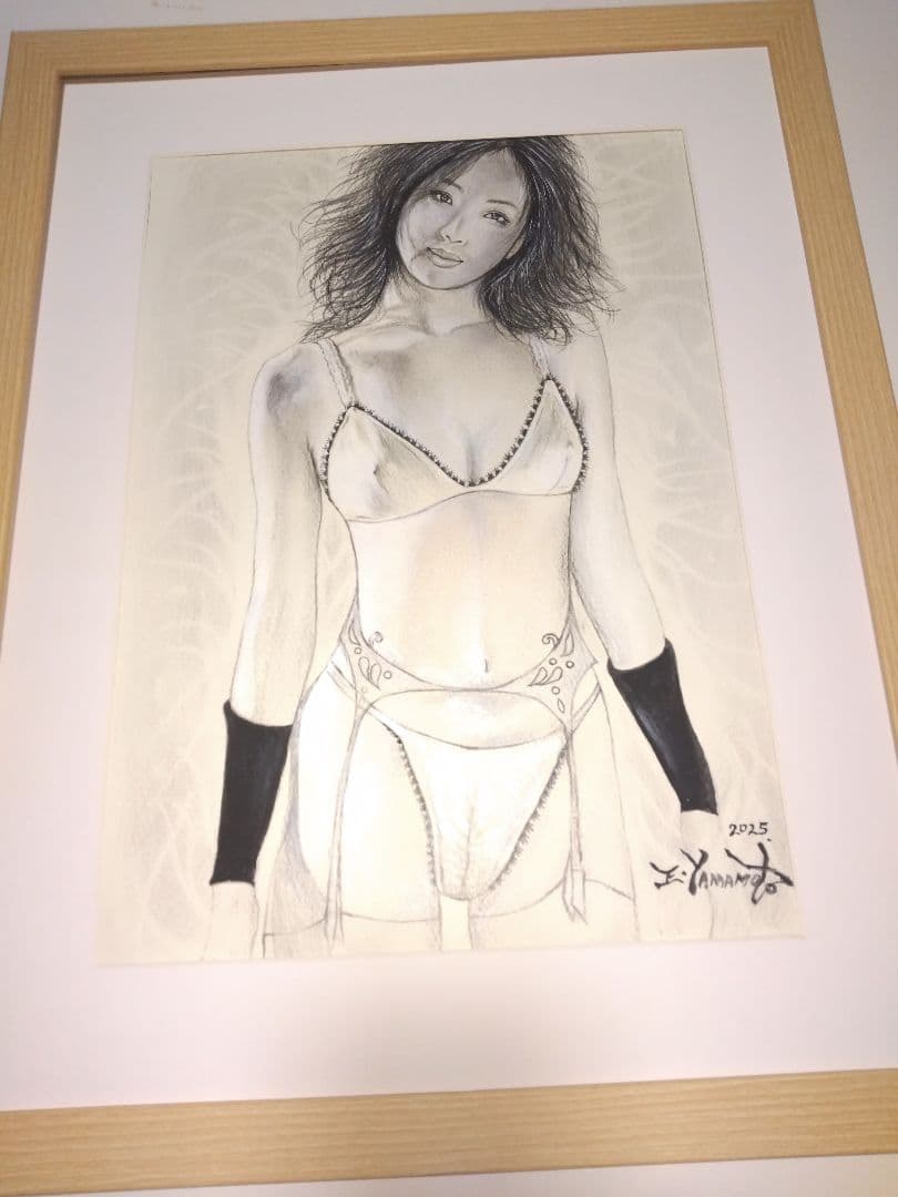 裸婦、美人画、絵画４号、光の中、S、山本英二、真筆、肉筆、新品額縁、高塚省吾。