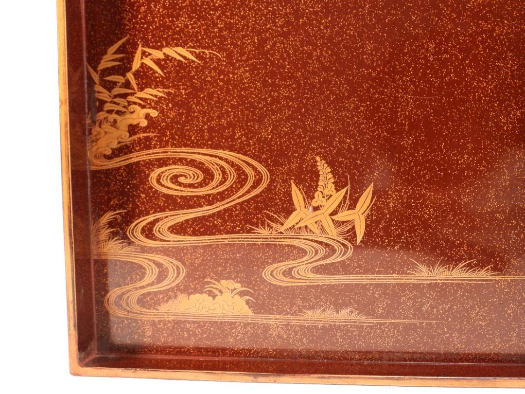 時代漆器 内金梨地 夜桜金蒔絵 硯箱一式 水滴/硯/書道具 筆墨紙硯