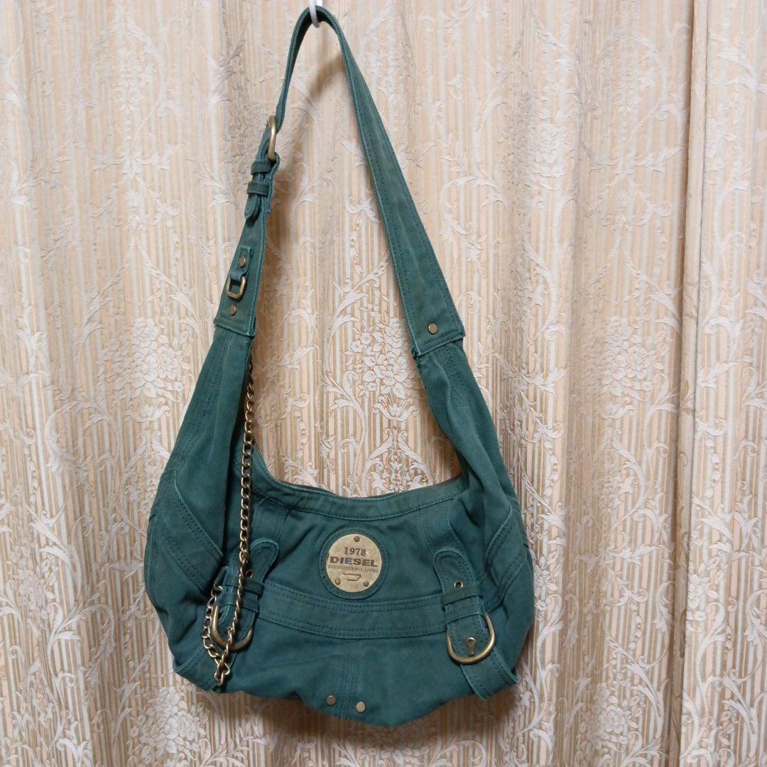 DIESEL ダークグリーン ショルダーバッグ