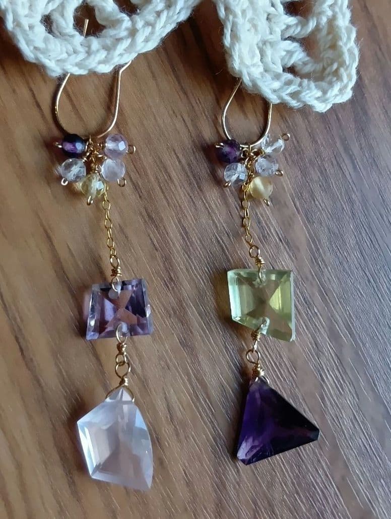 532/14kgf宝石質アシメントリーピアスチャーム他5点