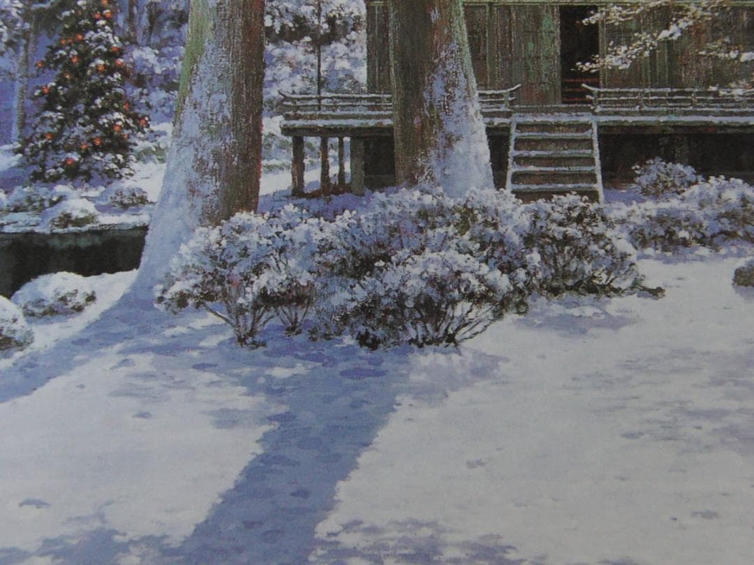 樋口洋、【三千院春雪】、希少な額装用画集より、新品額装付、状態良好