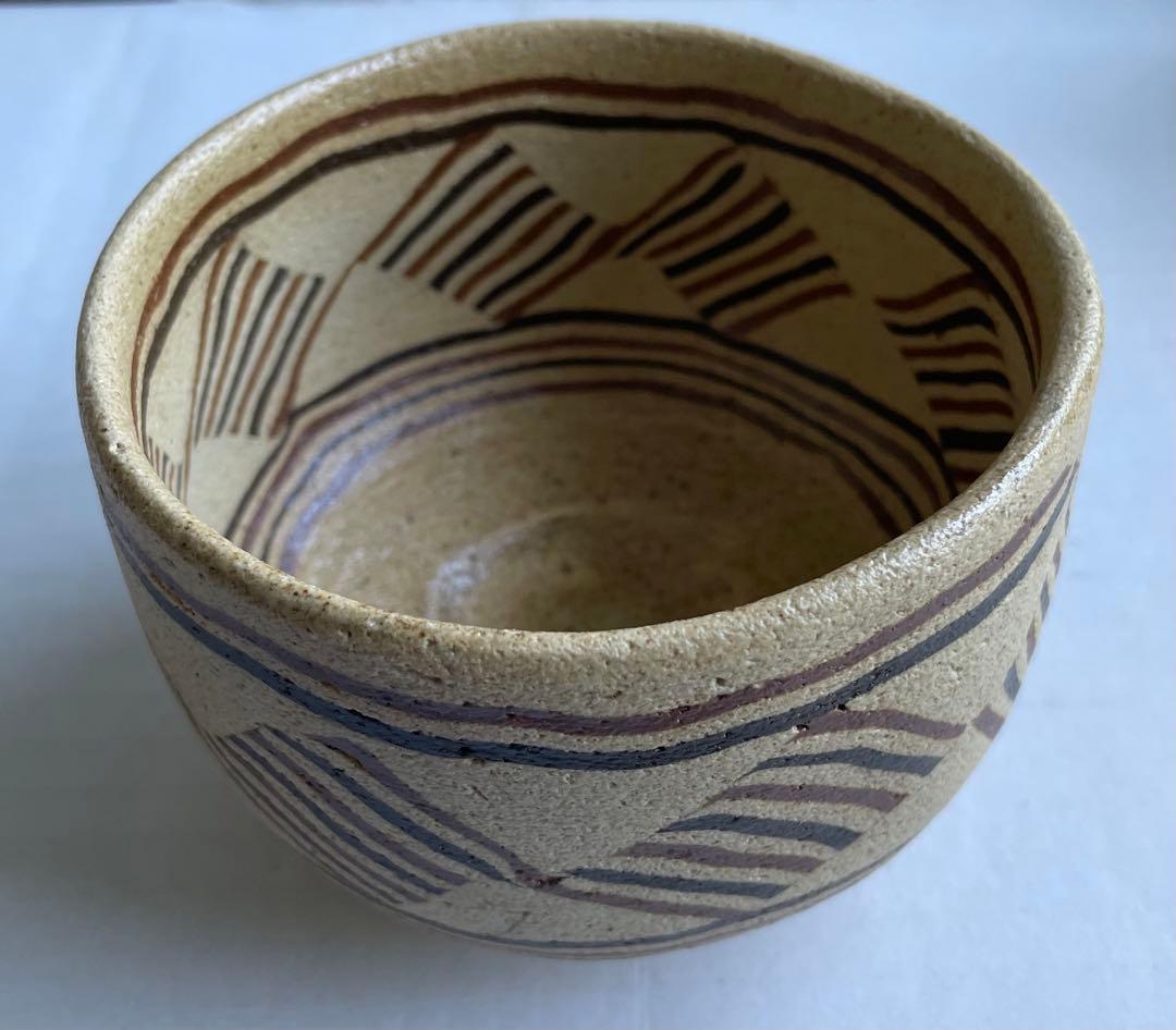 水野双鶴　練込　茶碗