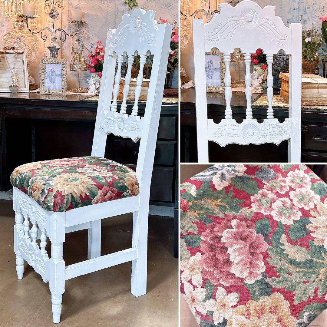 アンティーク商材 ① オールドウッド クッションチェア ウッドスツール 椅子