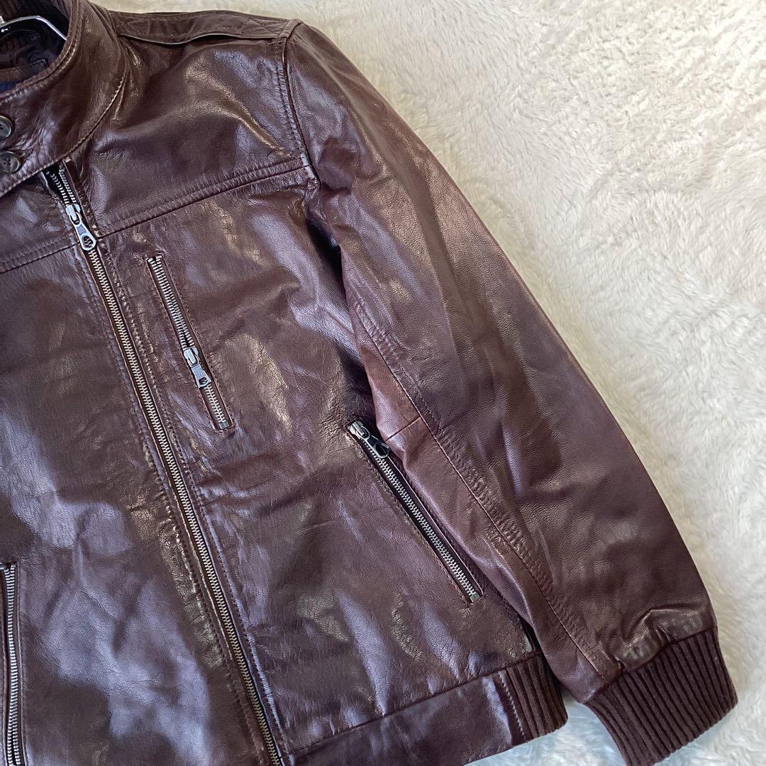 ギャップ　レザージャケット　ブラウン　ヤギ　山羊　ゴートレザー