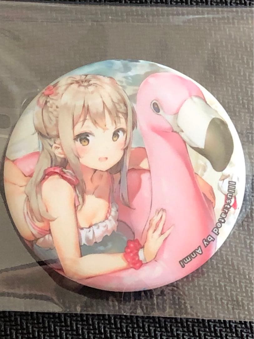 激レア　メガネっ娘（Anmi） ビーチ　フラミンゴver.缶バッジ