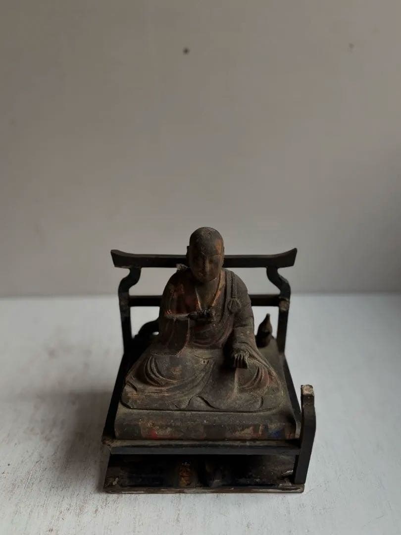 762 骨董 アンティーク 古道具 古い仏像 坐像 木彫 仏教美術 民芸