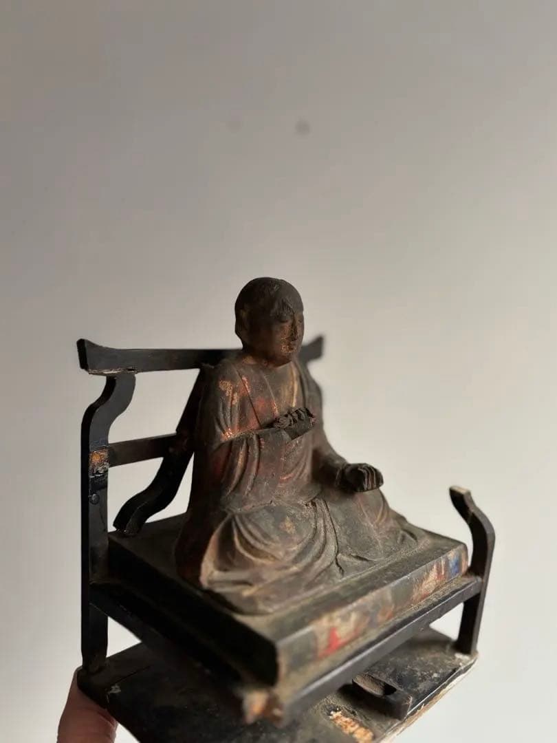 762 骨董 アンティーク 古道具 古い仏像 坐像 木彫 仏教美術 民芸