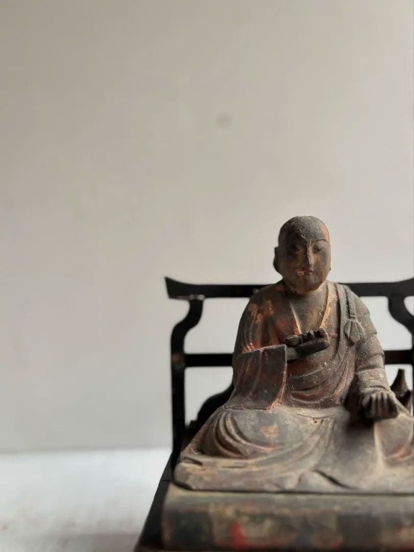 762 骨董 アンティーク 古道具 古い仏像 坐像 木彫 仏教美術 民芸