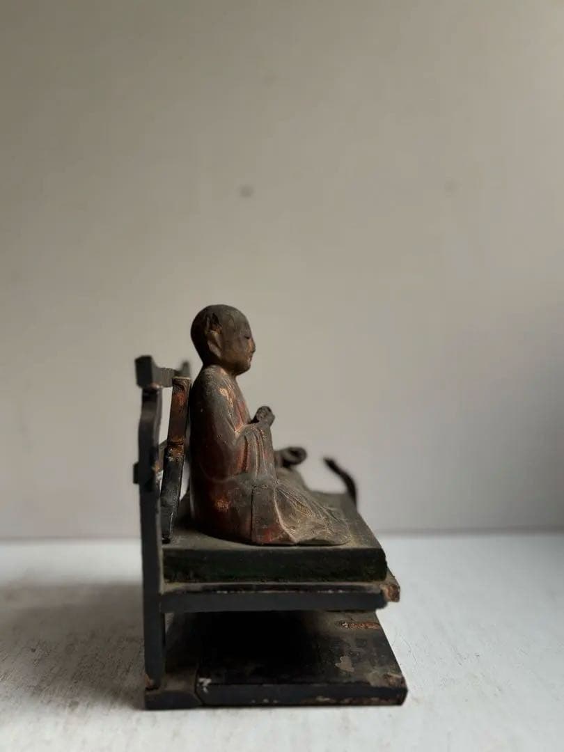 762 骨董 アンティーク 古道具 古い仏像 坐像 木彫 仏教美術 民芸