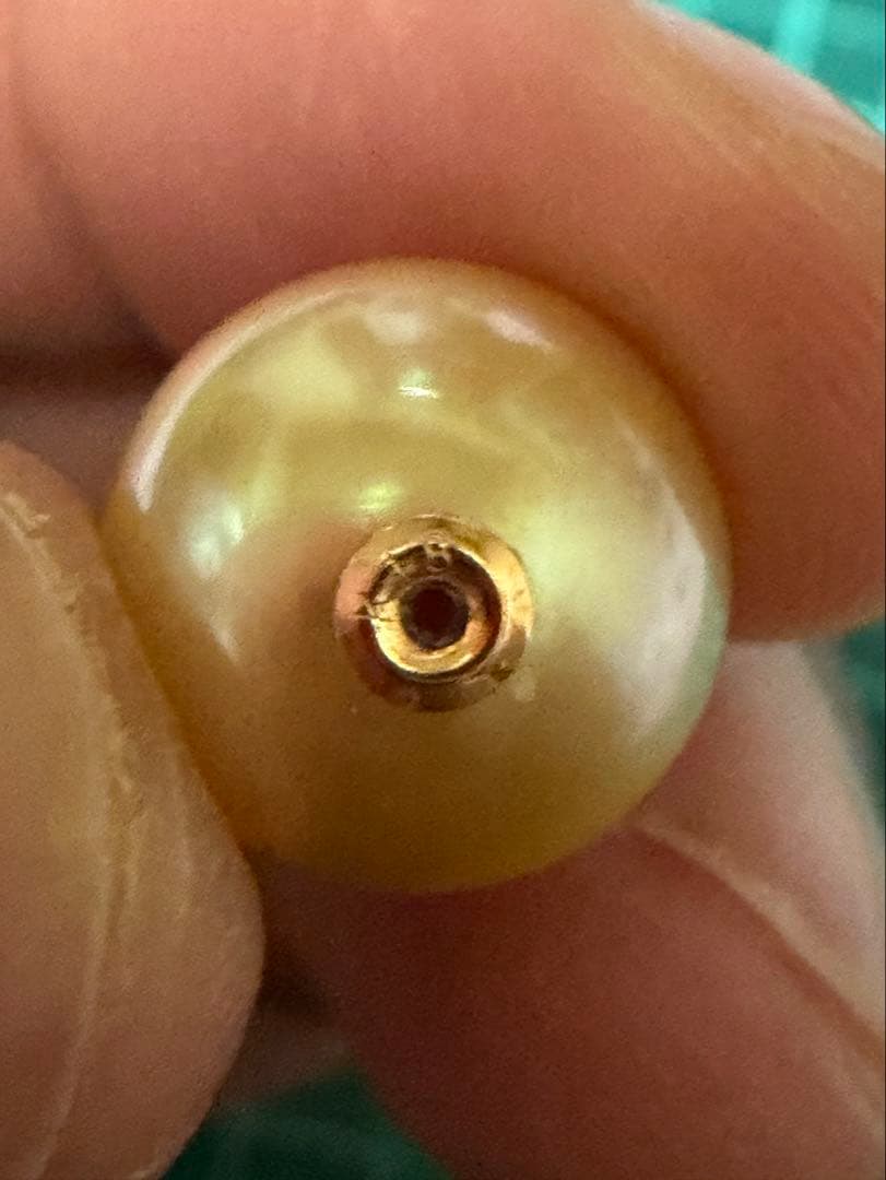 ゴールデンパールあこやダブルパールデザイン スタッドk18ピアス