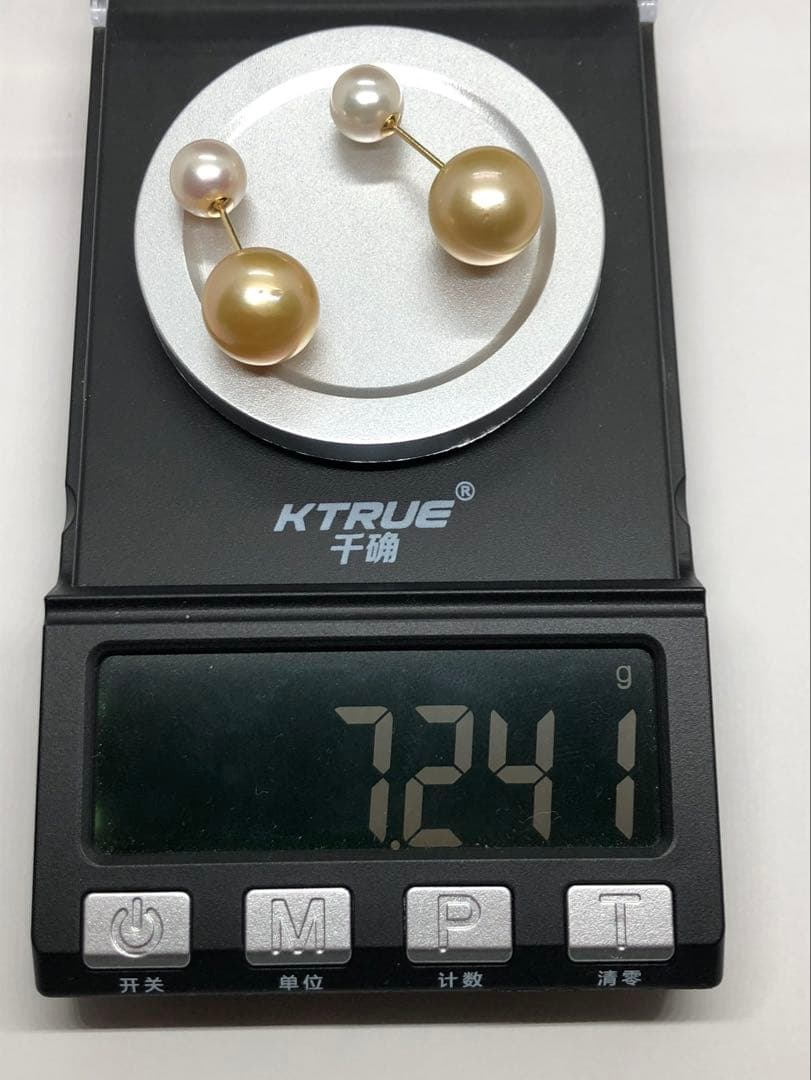 ゴールデンパールあこやダブルパールデザイン スタッドk18ピアス