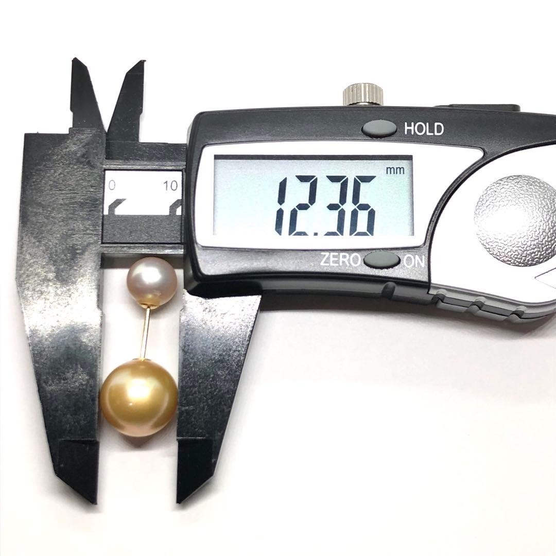 ゴールデンパールあこやダブルパールデザイン スタッドk18ピアス