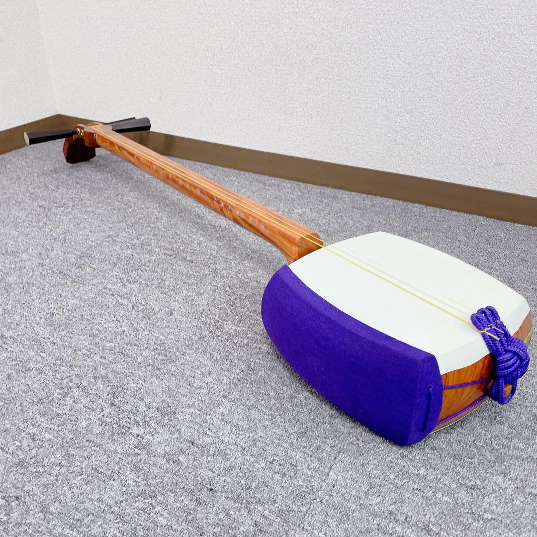 津軽三味線 延棹 太竿 花梨 丸打胴 人工皮 和楽器