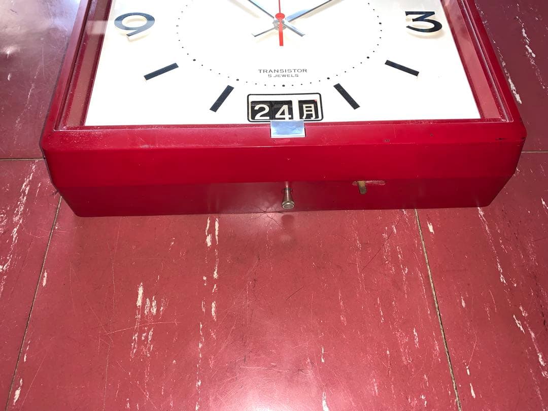 昭和レトロ　動作品　セイコー　カレンダー付　掛時計　スペースエイジ　レトロポップ