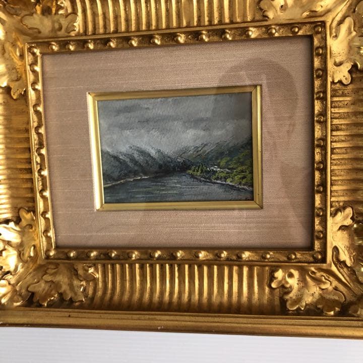 値下げしました‼️和装の女性、湖畔の情景の小品2点　￼