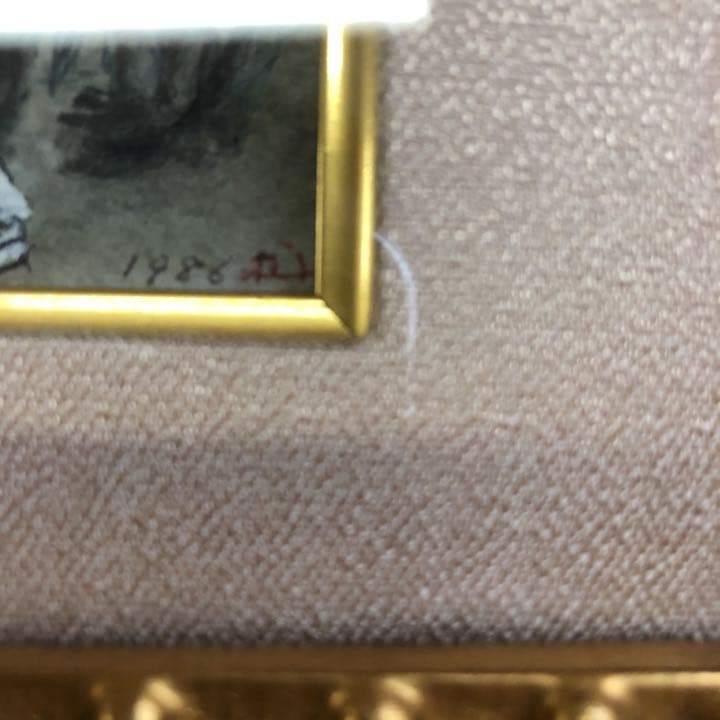 値下げしました‼️和装の女性、湖畔の情景の小品2点　￼