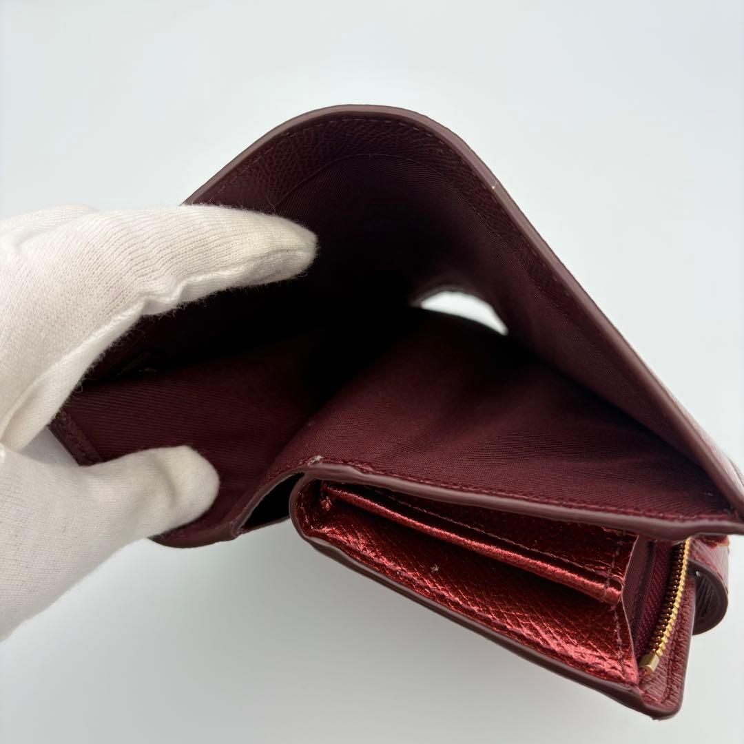 【超美品】COACH ミディアム コーナー ジップ ウォレット ワインレッド