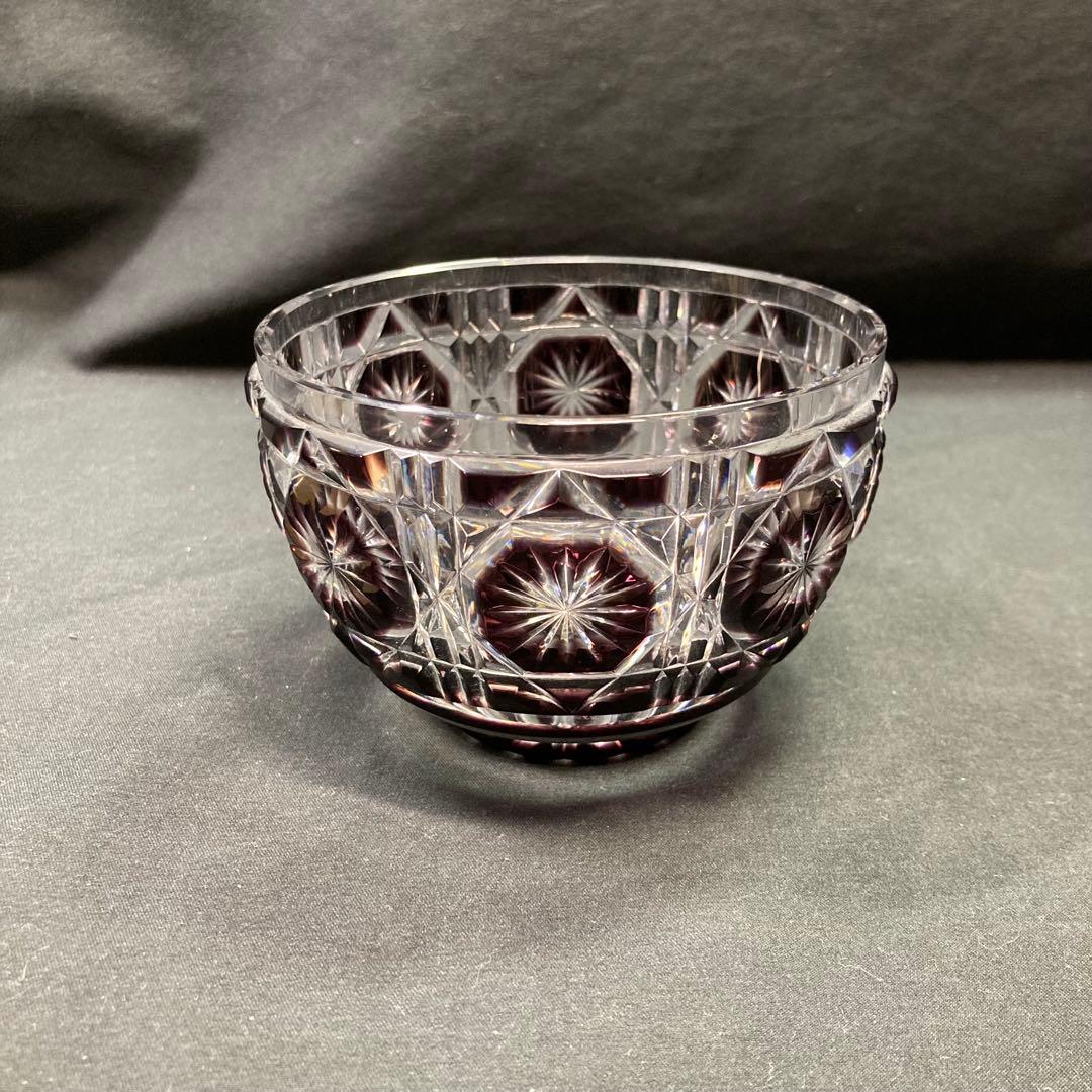 【未使用】島津薩摩切子 切子向付鉢 被せガラス 薩摩ガラス工芸 尚古集成館監修