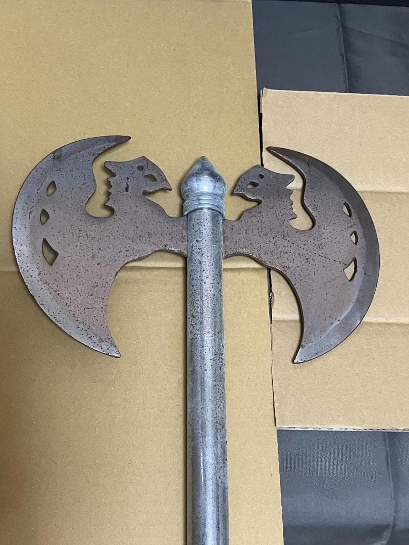 アンティーク品 両手斧 両刃バトルアックス 観賞用美術品 模造刀剣類