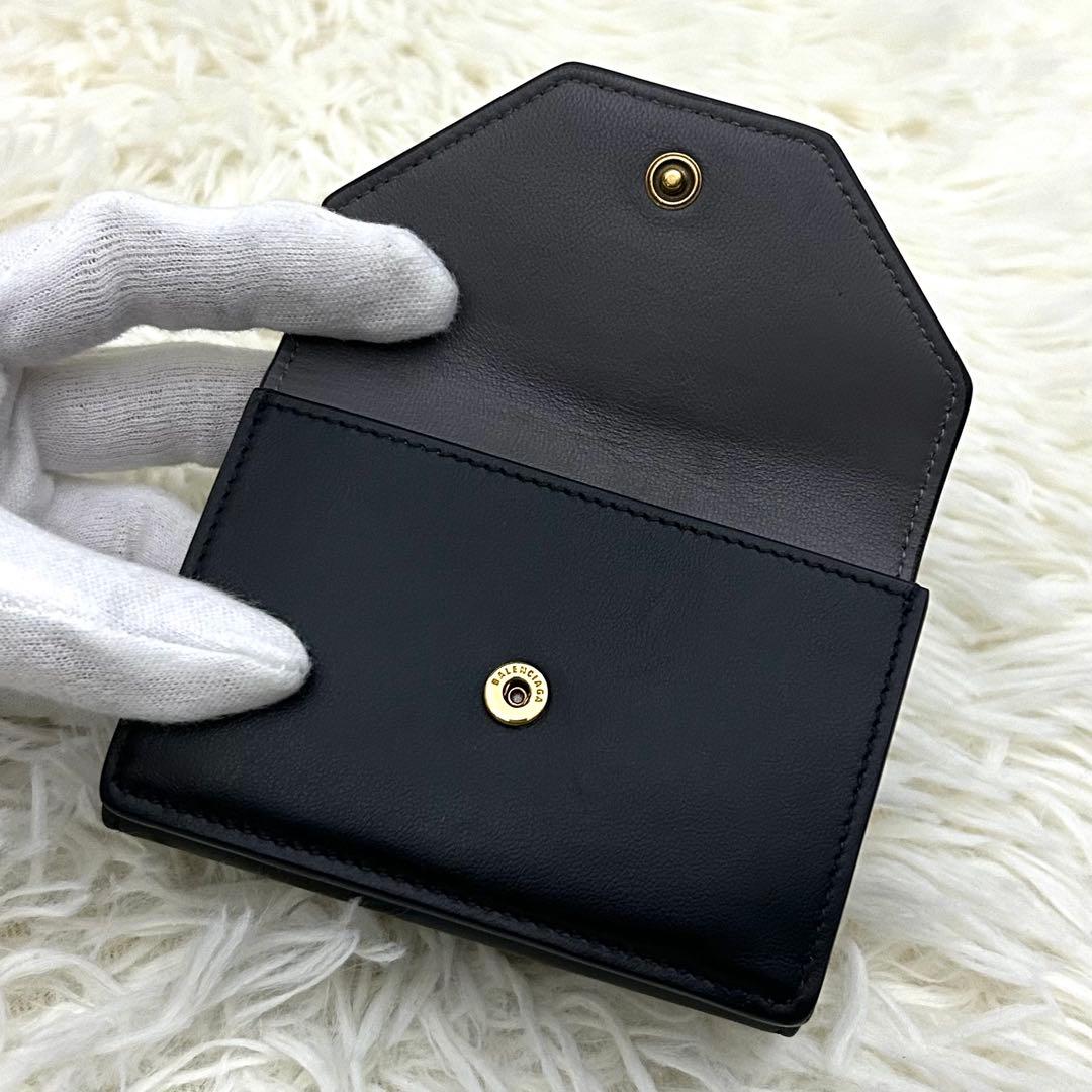 【美品】BALENCIAGA ENVELOPE 三つ折り財布 ブラック×グレー