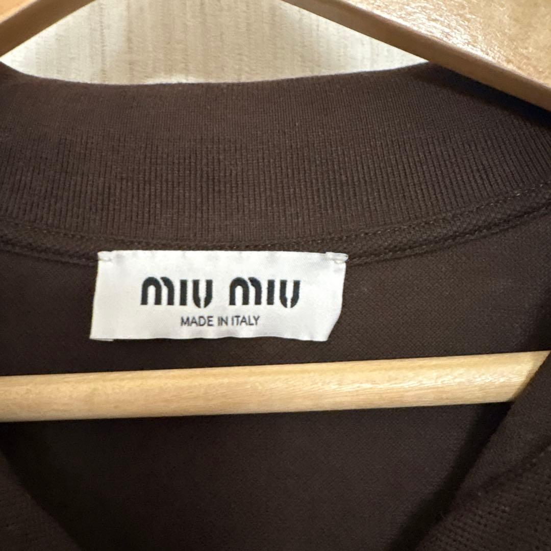 miu miu ブラウン 長袖ポロシャツ
