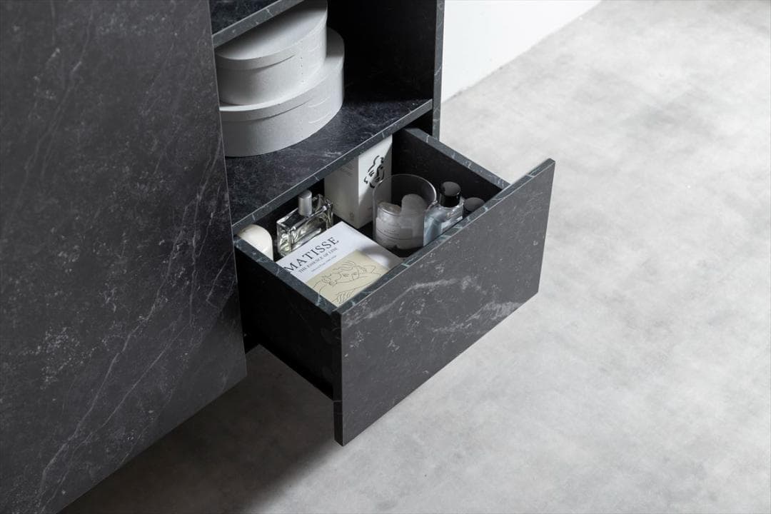 【送料無料】【幅72cm】大理石柄キャビネット ストーン柄 マーブル 棚 収納