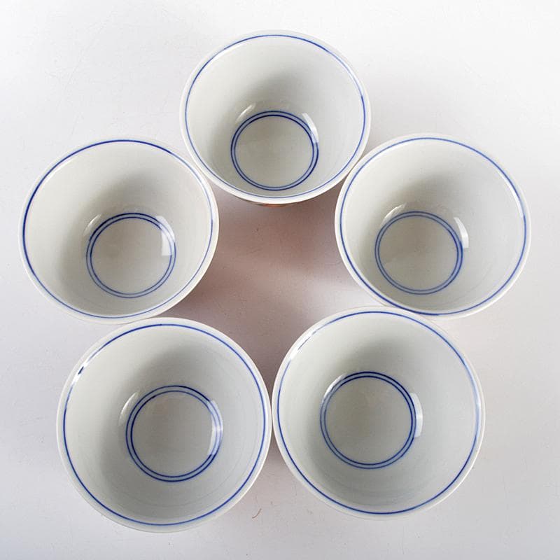 九谷焼　味渓窯　矢口永寿造　赤絵　花鳥文　汲出茶碗　五客　共箱　M　R5223