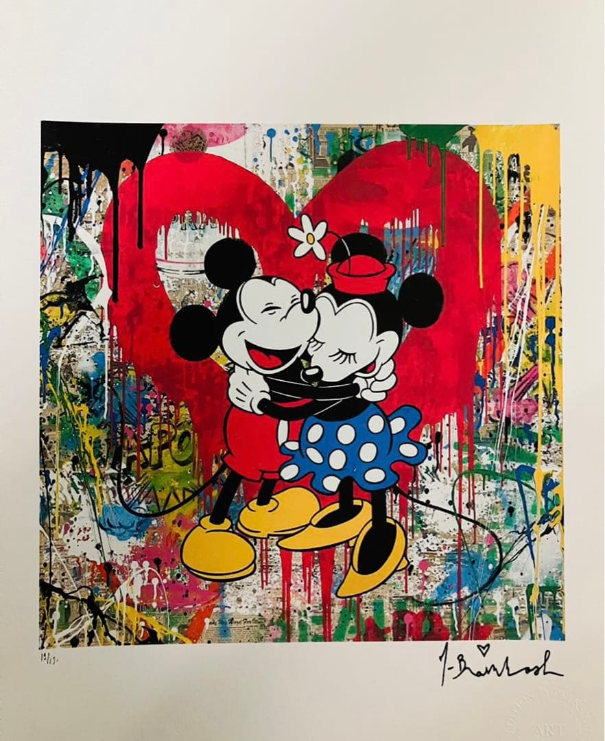 ミッキーマウス　ミニーマウス　リトグラフ　COA認定書付き