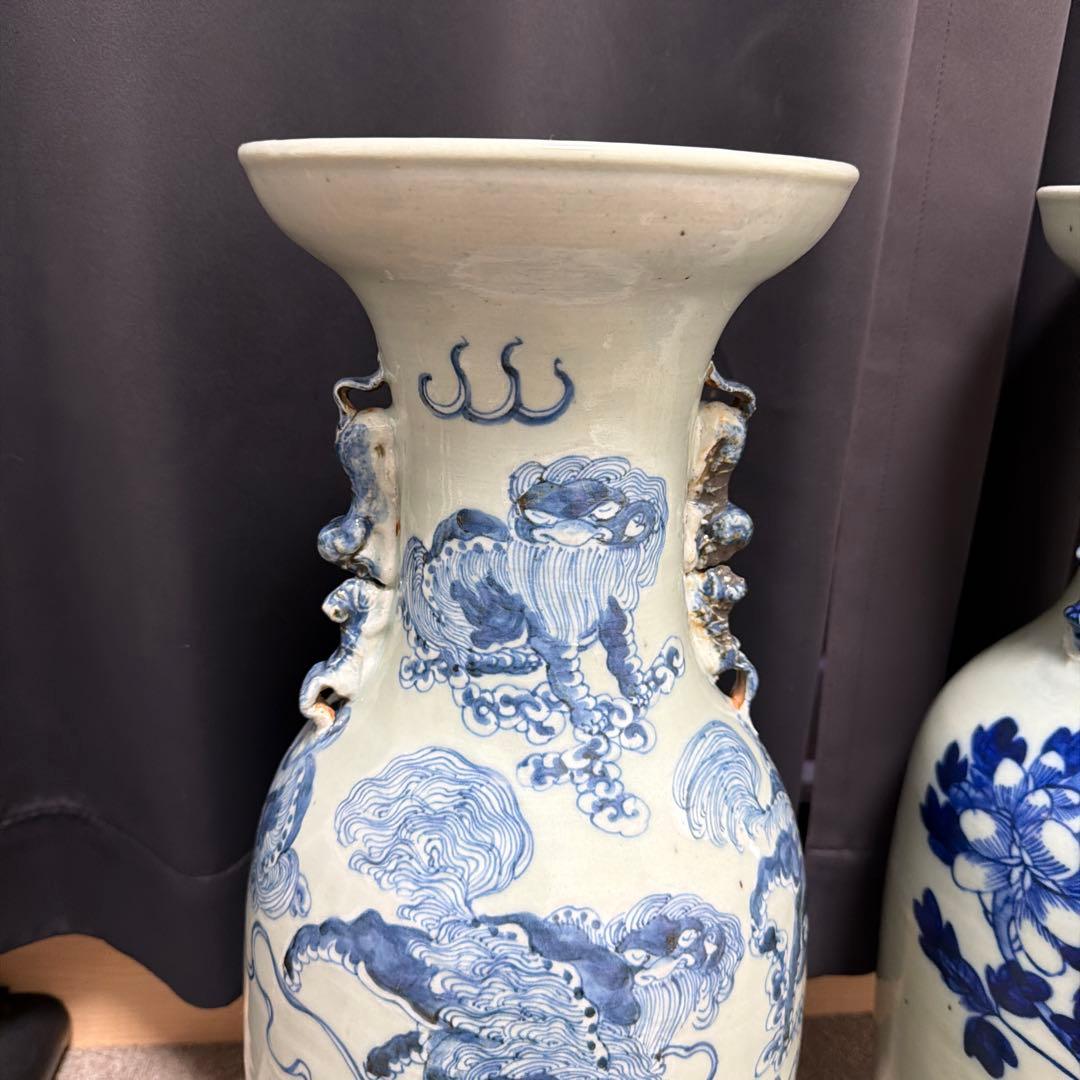 染付花瓶　二個セット　骨董品　アンティーク　中国　古い