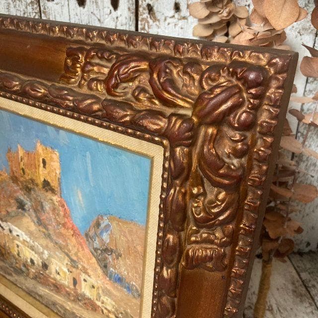 sumikosan シリア十字軍の城 肉筆 油彩 絵画 F4号 風景画