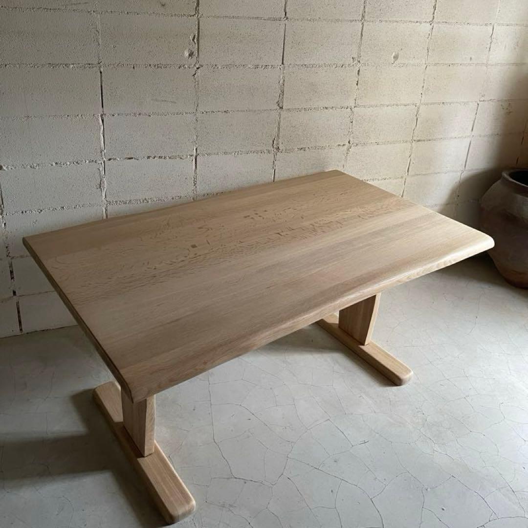 美品　飛騨清見工房　天然木楢無垢材　オーク無垢材　ダイニングテーブル150 虎斑