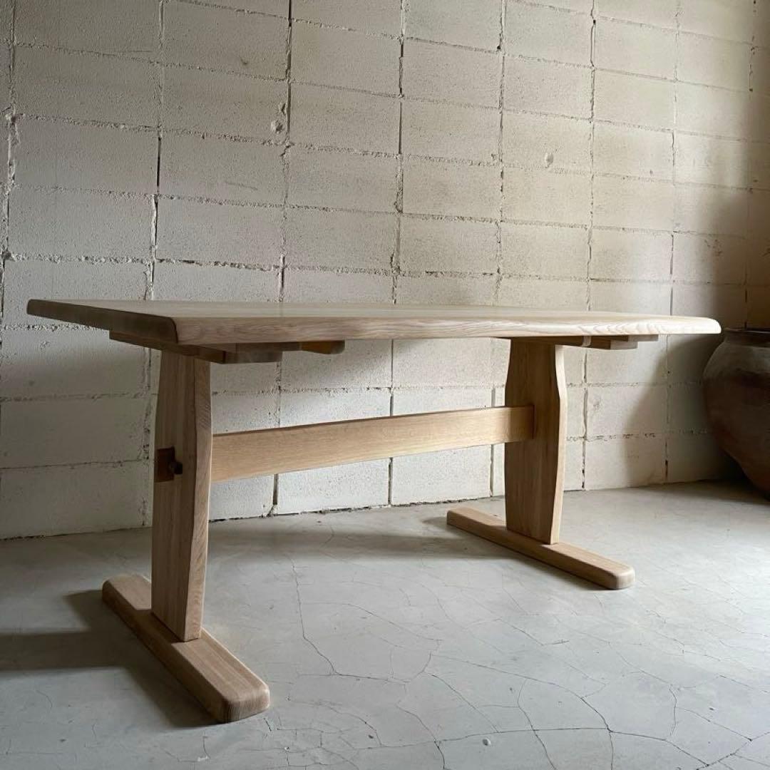 美品　飛騨清見工房　天然木楢無垢材　オーク無垢材　ダイニングテーブル150 虎斑