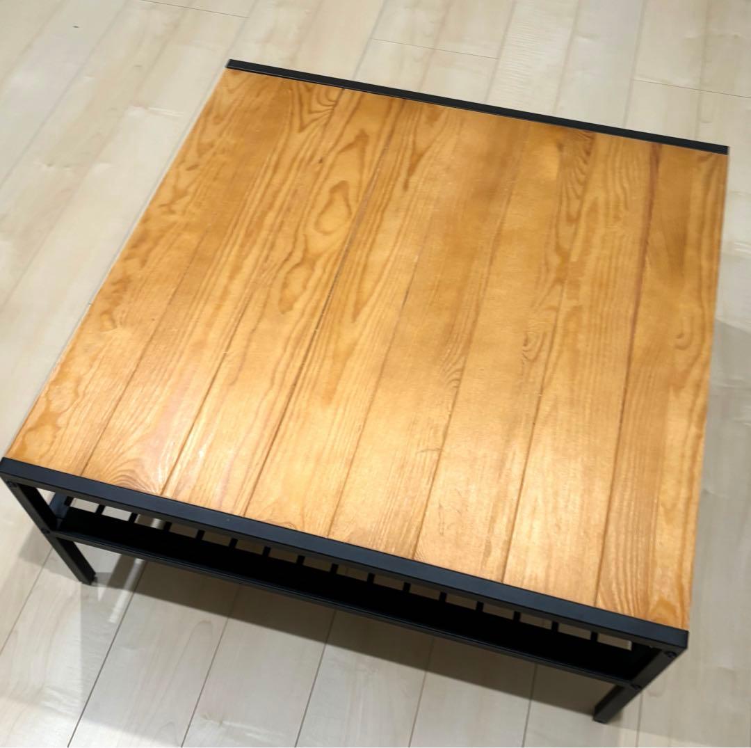 センターテーブル 正方形 無垢材 天然木リビングテーブル テーブル 収納付き