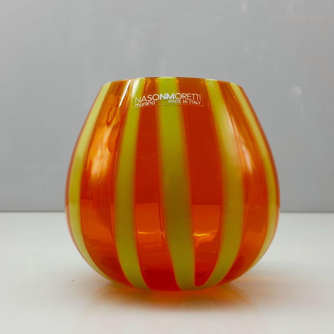 MURANO NASON MORETTI イエロー ライン オレンジ グラス