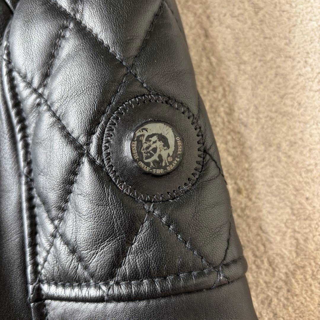 美品 ディーゼル ラムレザージャケット ライダース キルティング ブレイブマン