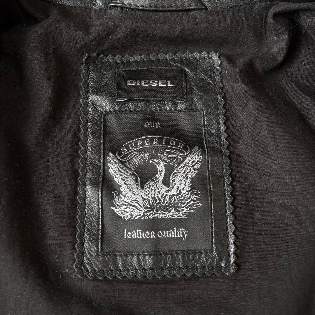 美品 ディーゼル ラムレザージャケット ライダース キルティング ブレイブマン
