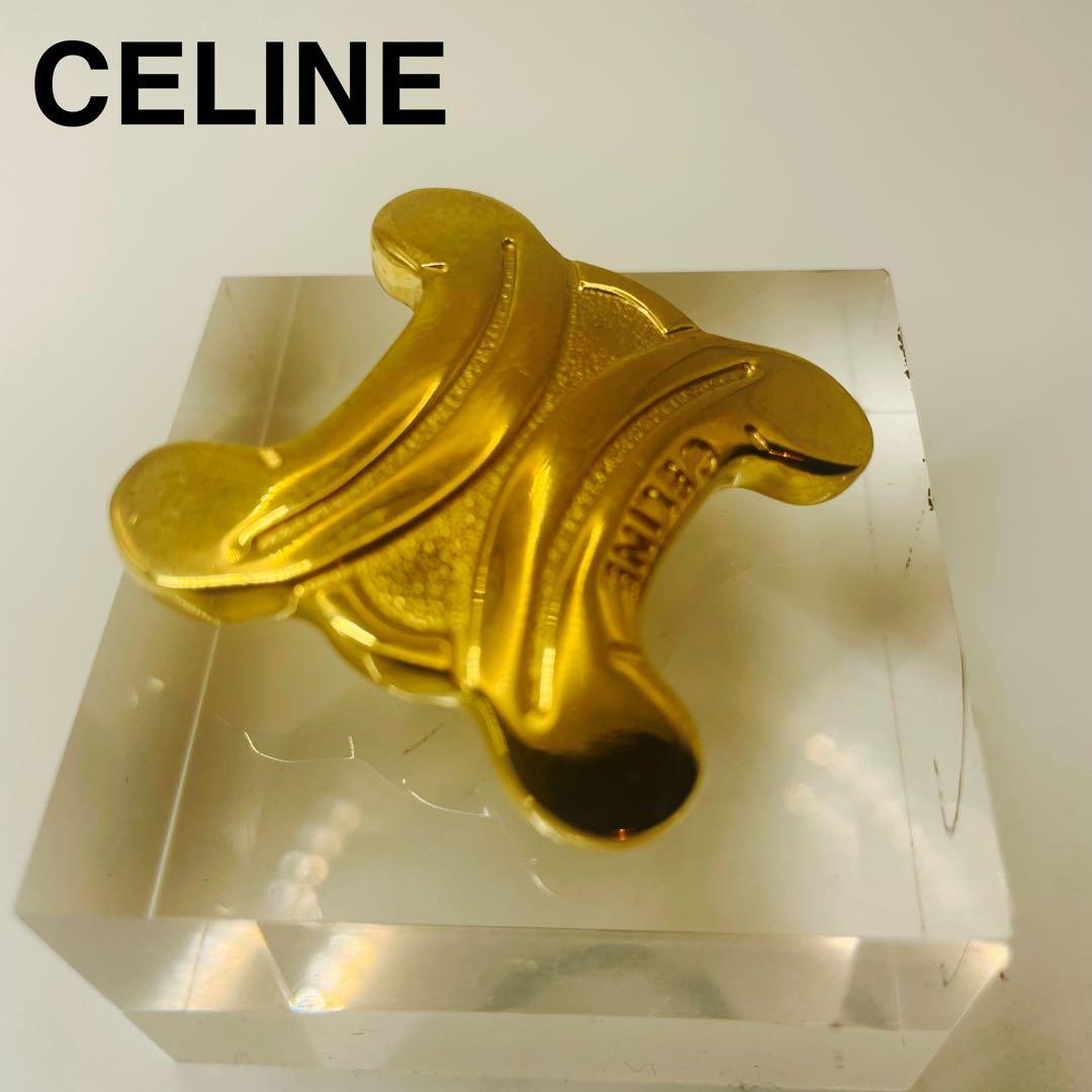 CELINE✨セリーヌ　トリオンフ　 ゴールド ブローチ　ヴィンテージ