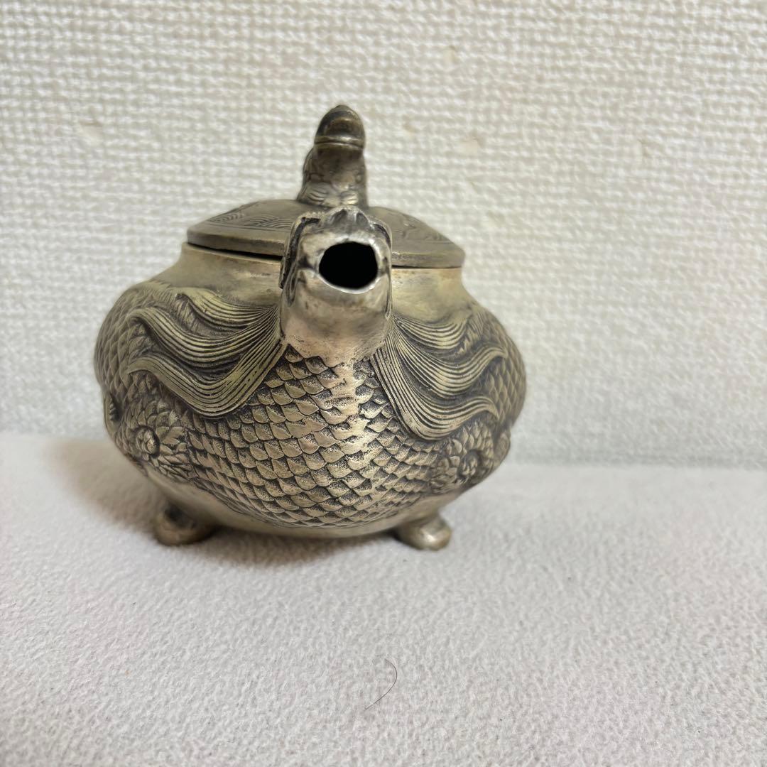 乾隆年製　金工雕刻龍急須．酒器中国美術中国古玩●年代物龍図時代骨董●美術品