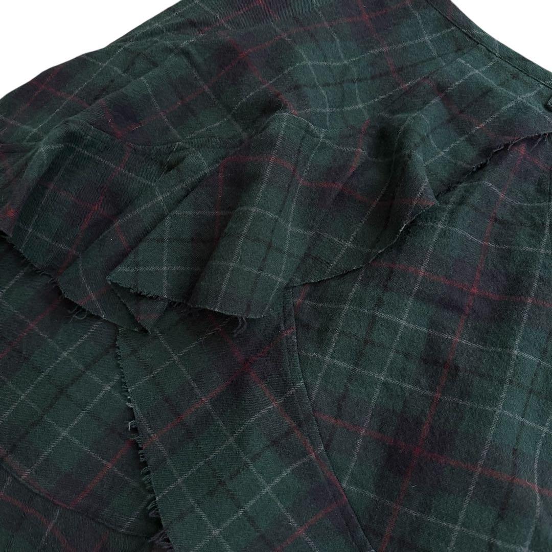 アレマンド様リクエストフリル アシンメトリー スカート チェック ウール