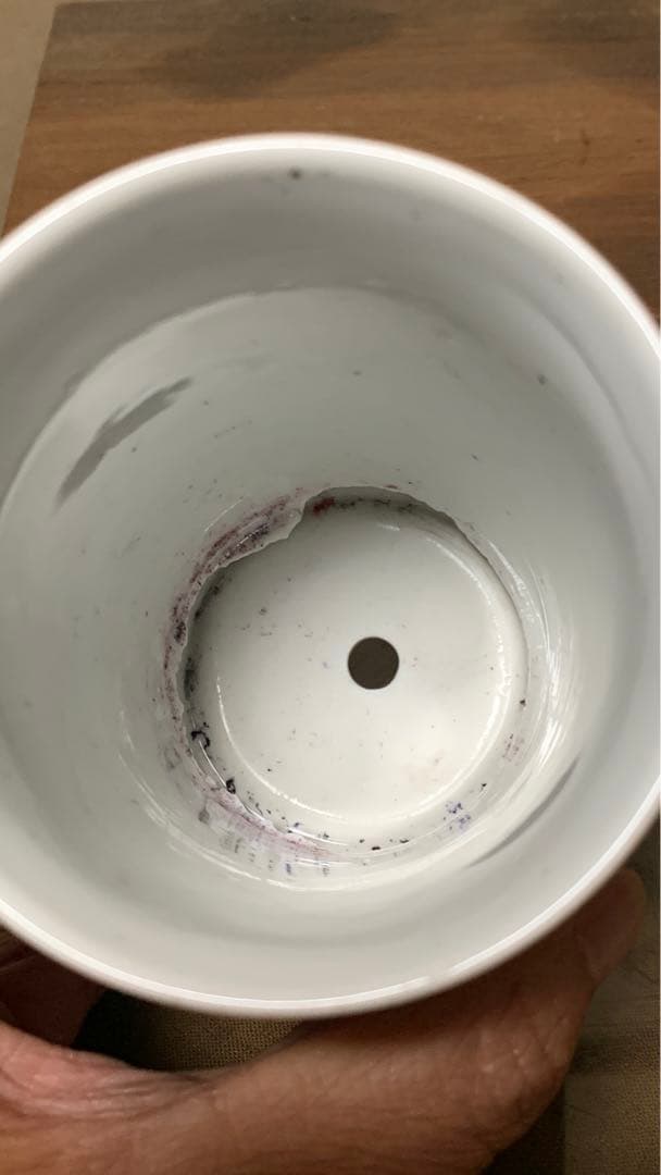 アンティーク シノワズリ　中国清朝中期　　白磁染付　透かし彫り　青花　筆立