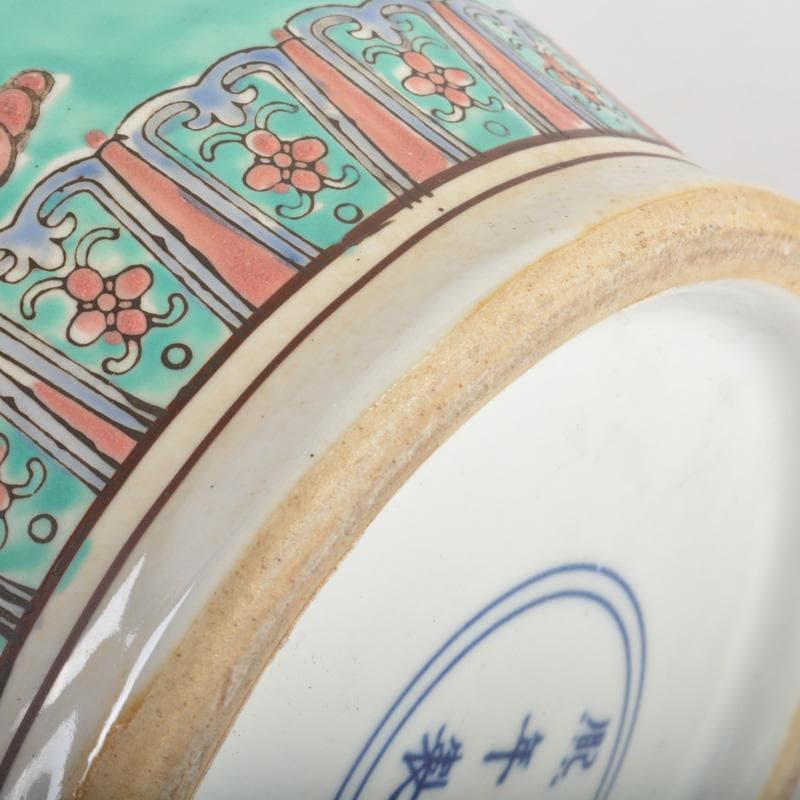 中国　大清康煕年製　緑釉粉彩　雲龍文瓶　V　5404A