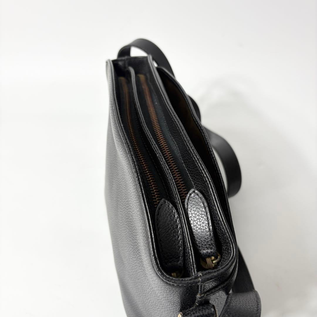 オールドコーチ　シボレザー　ブラック　ショルダーバッグ　2室　vintage.