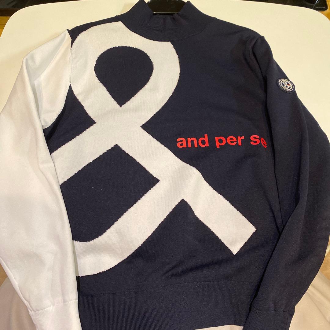 早い方優先セール‼️ and per se Mサイズ セーター ネイビー/ホワイト