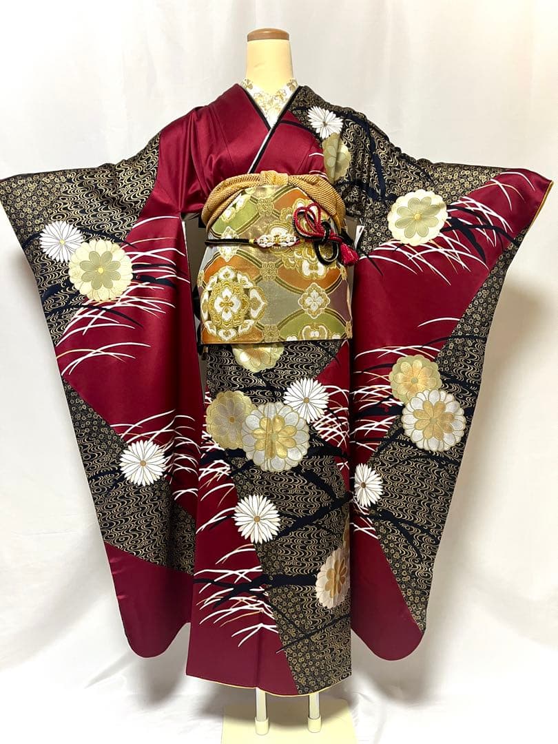 【美おり】振袖 正絹 振袖フルセット 7点セット 成人式 金彩加工 高級 古典柄