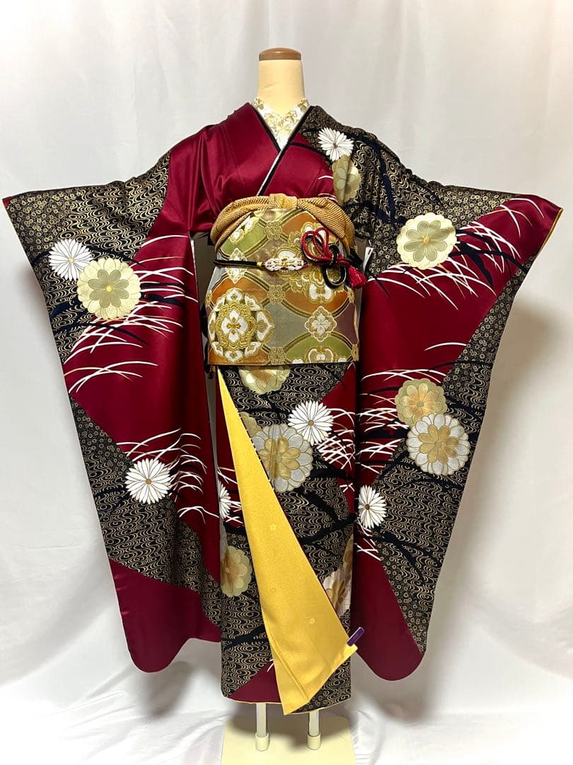 【美おり】振袖 正絹 振袖フルセット 7点セット 成人式 金彩加工 高級 古典柄