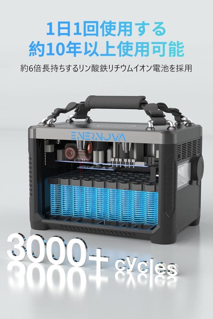 安い！ENERNOVAポータブル電源600W 高出力 リン酸鉄蓄電池288Wh