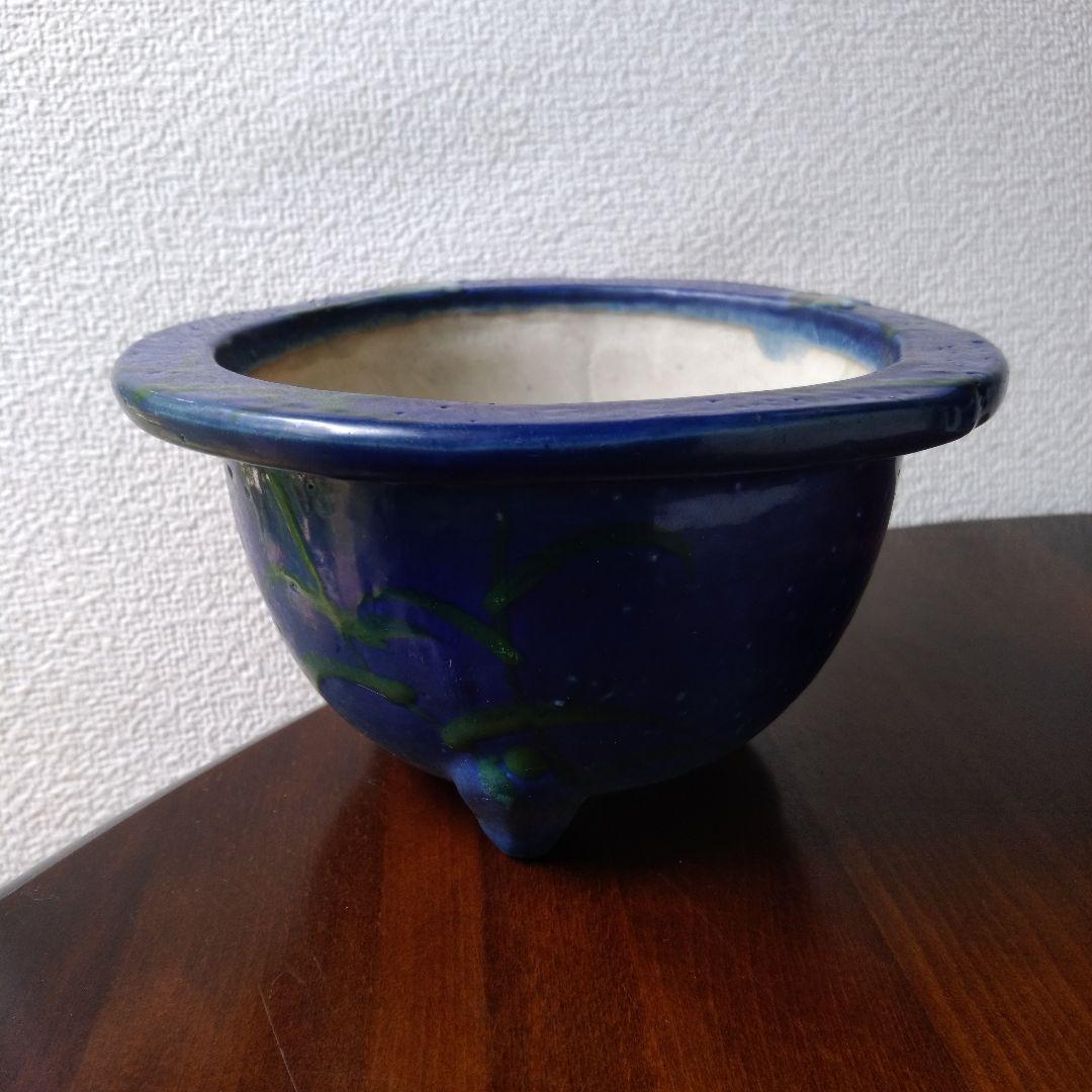 瀬戸　瑠璃釉　植木鉢　珍品　骨董