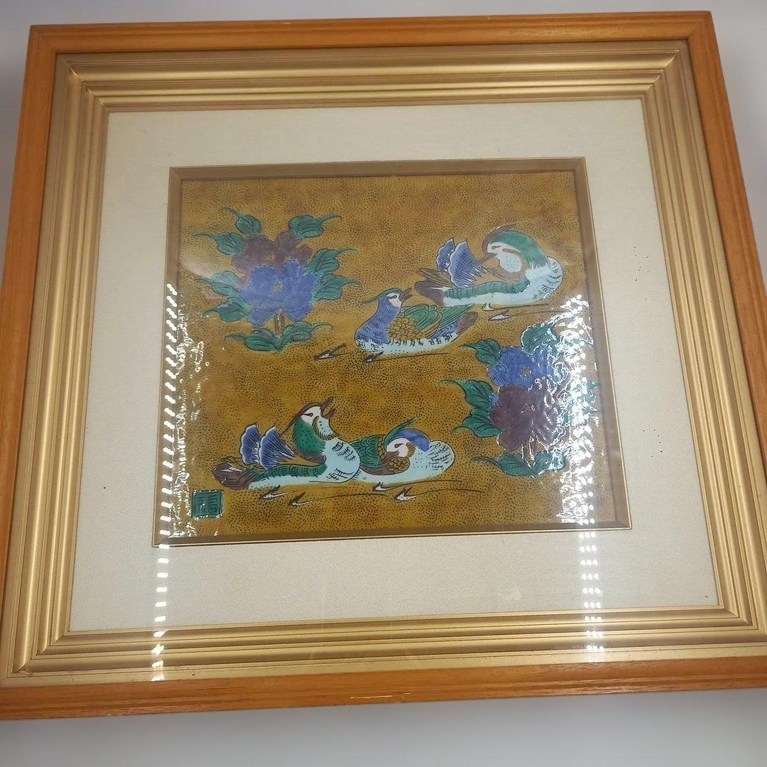 七宝工芸　孔雀牡丹図