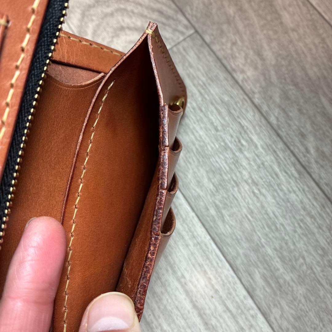 【週末セール】【茶芯】ブラック×ブラウン　ミドルトラッカーウォレット　真鍮