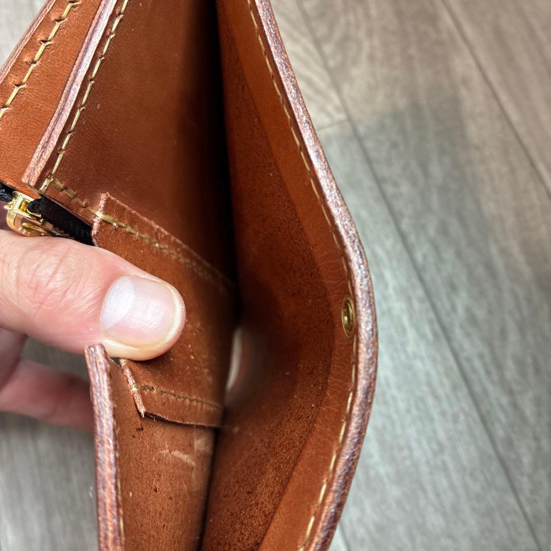 【週末セール】【茶芯】ブラック×ブラウン　ミドルトラッカーウォレット　真鍮